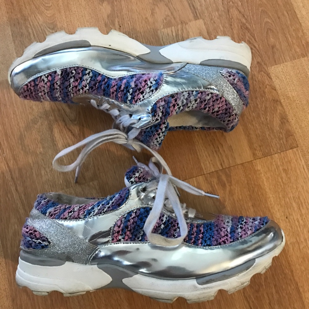Blue, Pink, Purple, White, Silver Sneakers