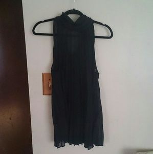 Black pleated sheer top