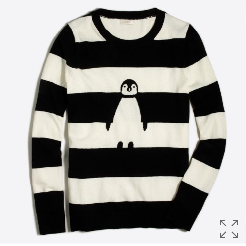 J. Crew Intarsia Penquin Teddie sweater sz M NWT