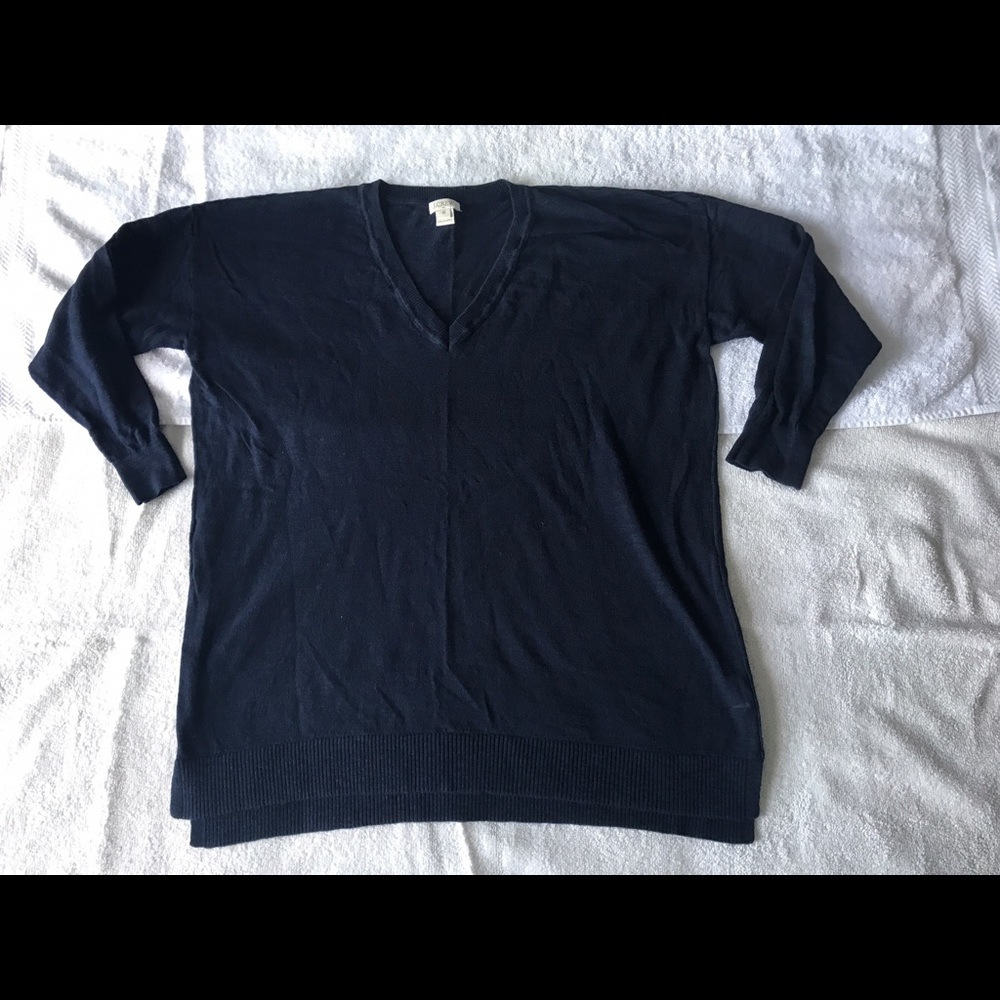 JCREW navy blue 3/4 sleeve sweater size M
