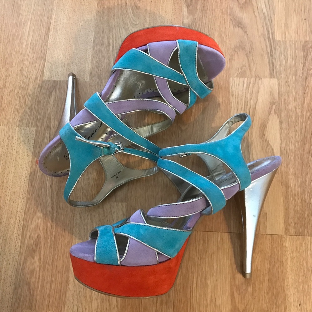 Multicolored Sandal Platform Heels