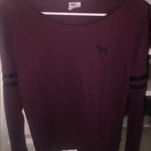 Never Worn: VS Pink Maroon Varsity Stripe Tee