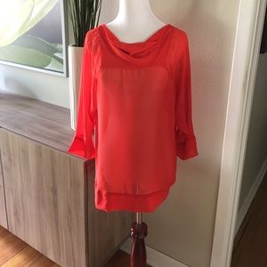 Banana Republic sheer orange blouse