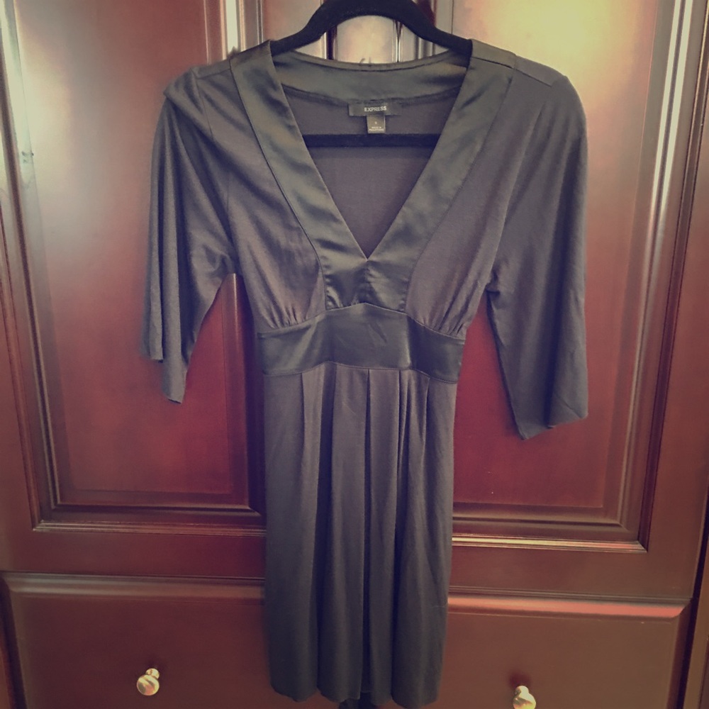 Express v-beck back tie cotton/satin shirt