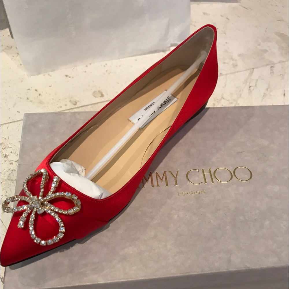 Jimmy Choo Red Veil Flats- Brand New!