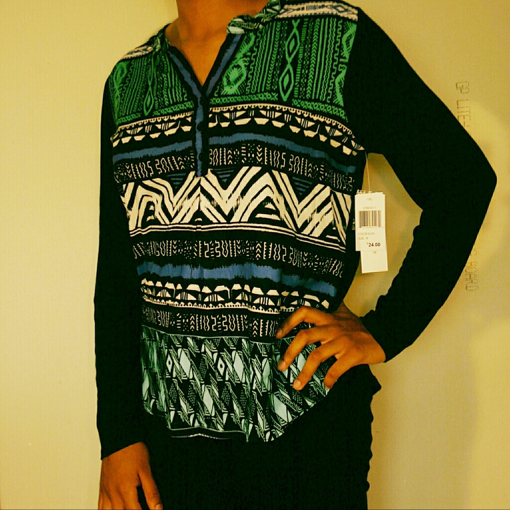 Via Milano Multi Colored Pattern Blouse