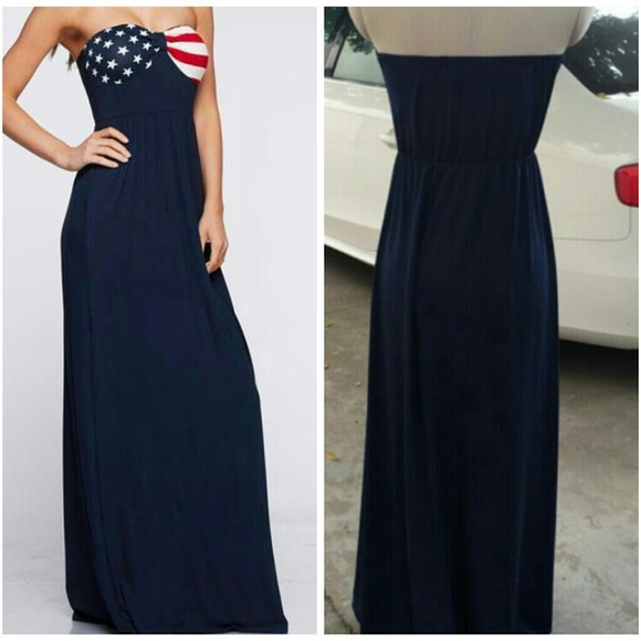 HOST PICK BRAND NEW AMERICAN FLAG BOHO MAXI DRESS - Picture 3 of 5