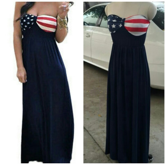 HOST PICK BRAND NEW AMERICAN FLAG BOHO MAXI DRESS - Picture 4 of 5