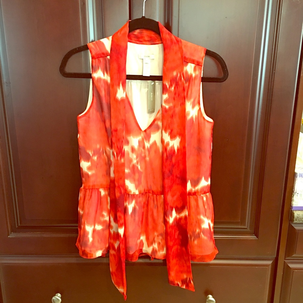 J. Crew silk print tie-front sleeveless blouse