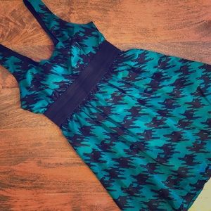 Green and Black Houndstooth Dress