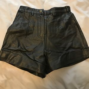High waist faux leather shorts