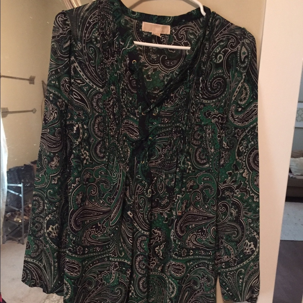 Michael kors green paisley dress