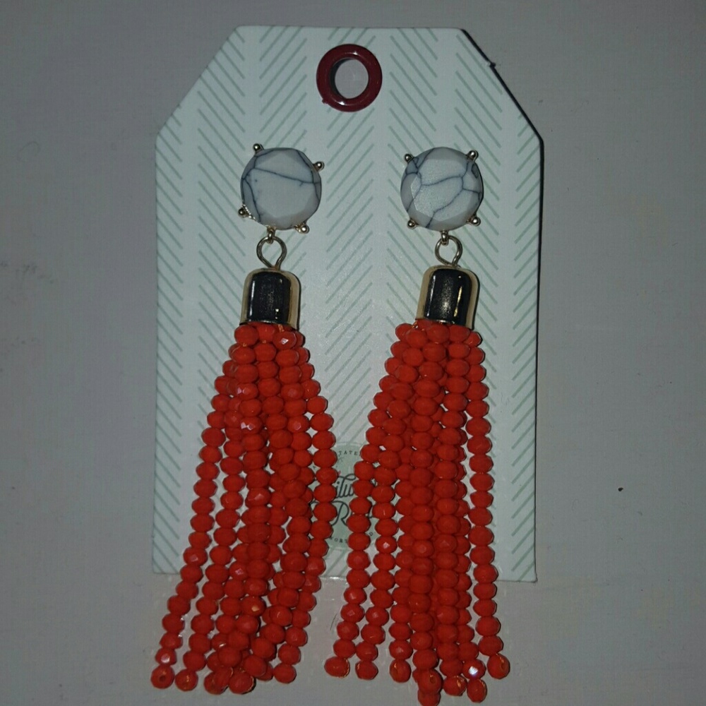 Orange tassel earrings