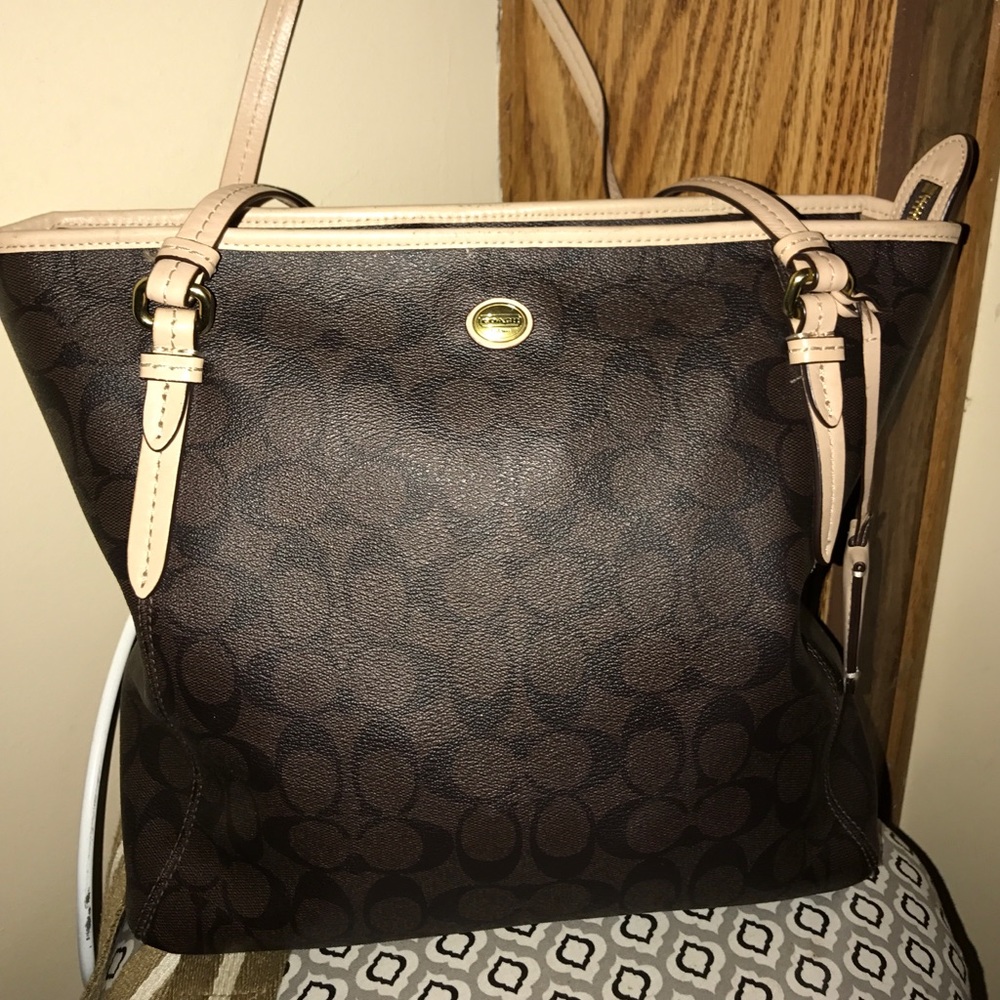 Brown and tan coach tote.