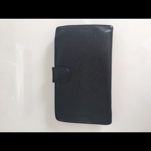 Chanel black leather wallet