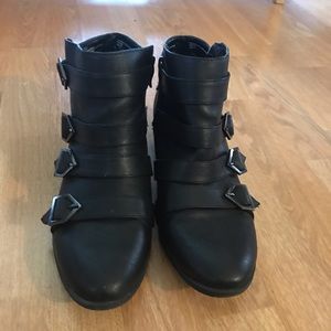 Black Leather Ankle Booties