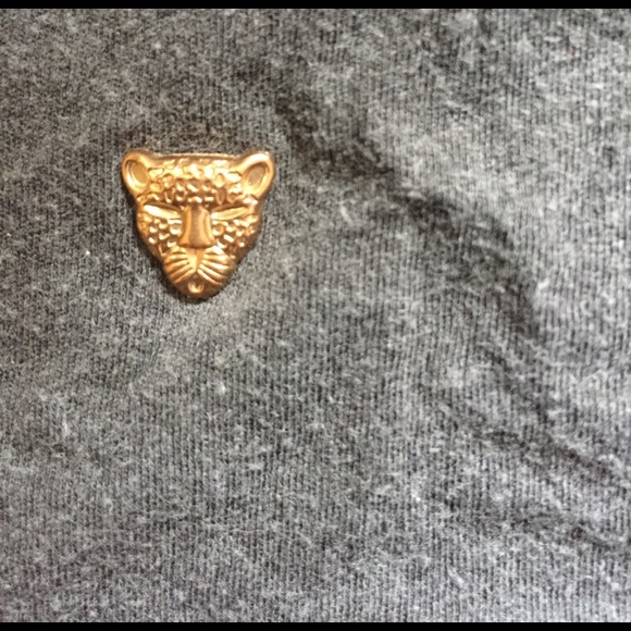 Gray Crop Top with Small Gold Jaguar Detail - Picture 2 of 3