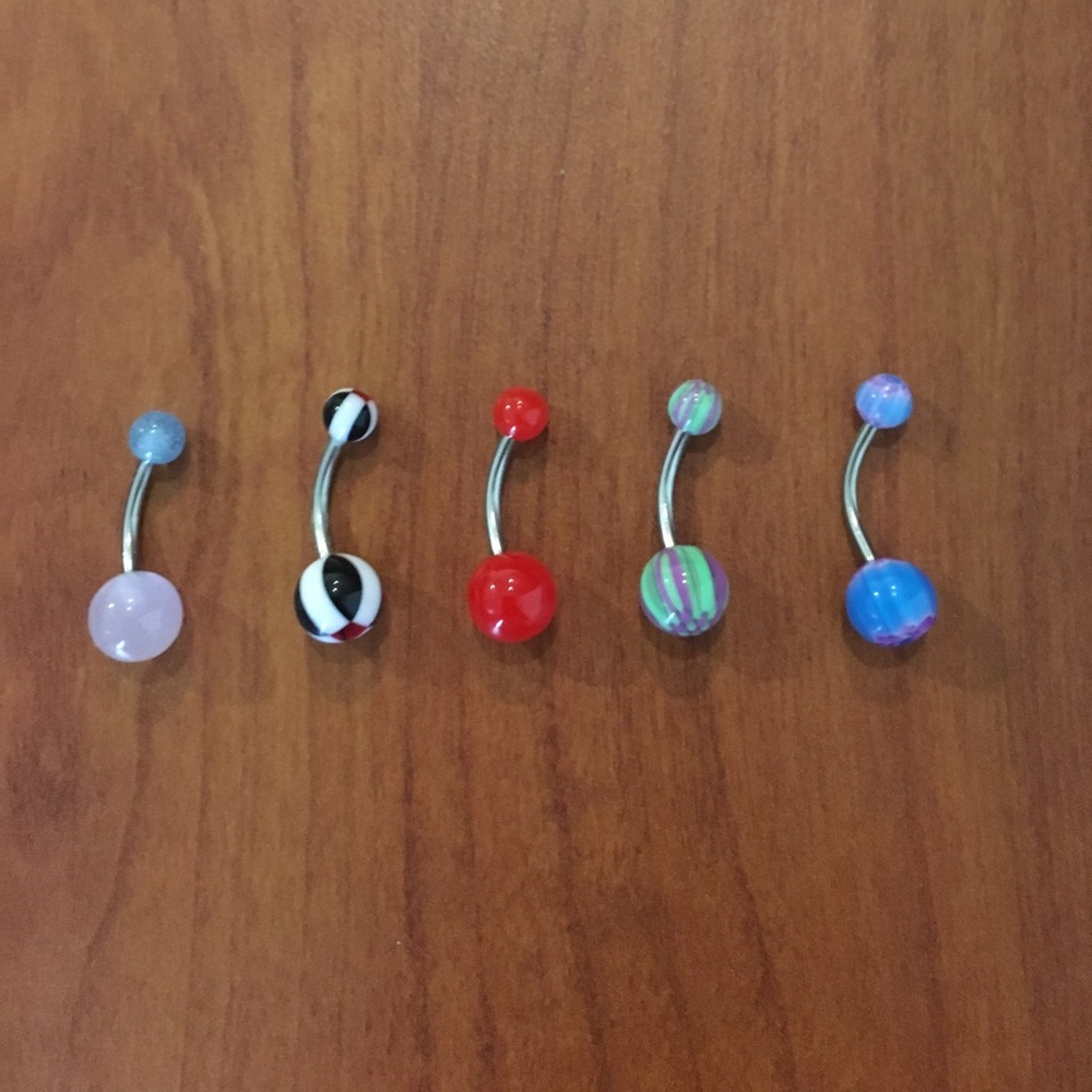 Set of 5 Plastic Bellybutton Rings