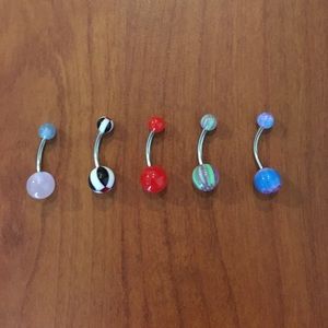 Set of 5 Plastic Bellybutton Rings