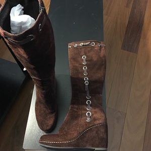 Aerosoles Knee High Wine Colored Suede Boots