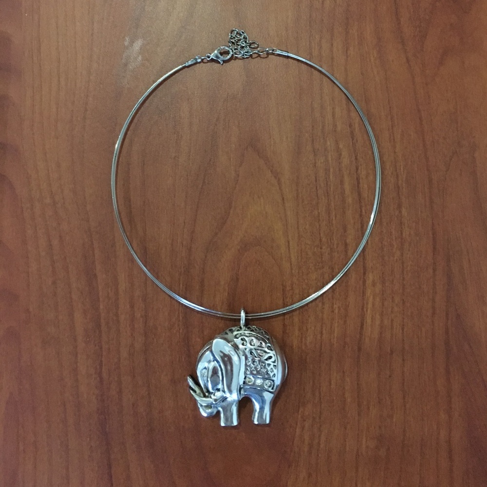 Silver Oversized Elephant Necklace