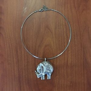 Silver Oversized Elephant Necklace