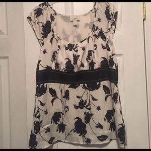 Ann Taylor Loft black and white floral blouse