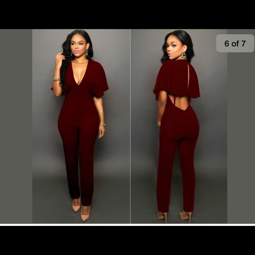 Burgandy jumpsuit romper