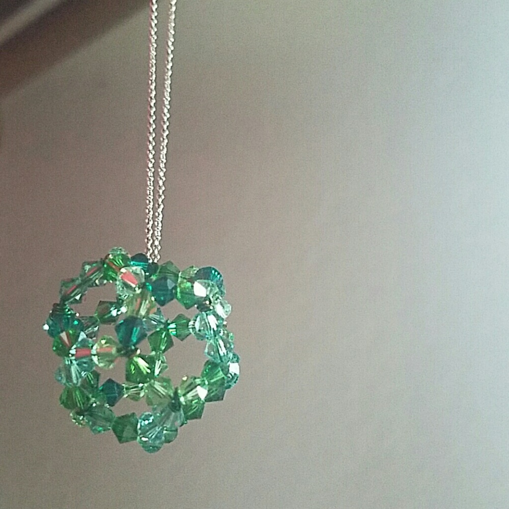Crystal Geometric Pendant on Tiffany & Co chain