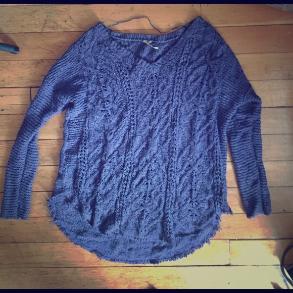 Purple Knit Oversized Free People Sweater - Picture 1 of 3