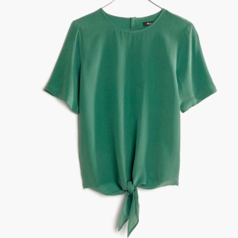 🎉Lowest🎉NWT Madewell Silk Button-Back Tie Blouse - Picture 3 of 3