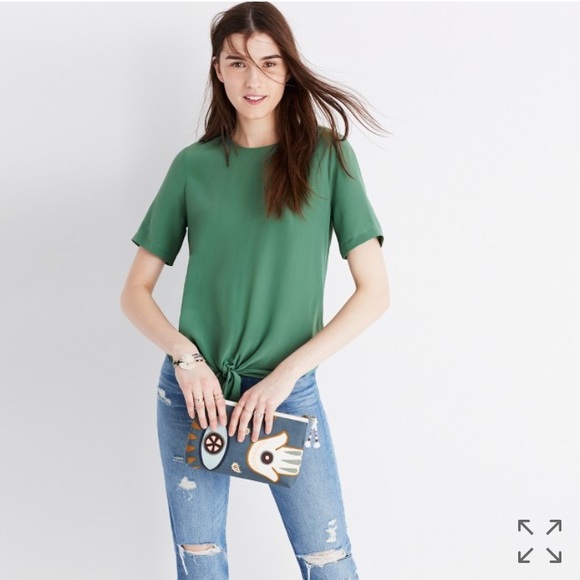 🎉Lowest🎉NWT Madewell Silk Button-Back Tie Blouse - Picture 2 of 3