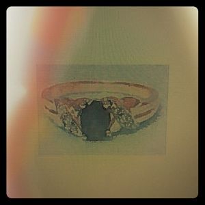 14k yellow gold ring w/ diamonds and sapphire