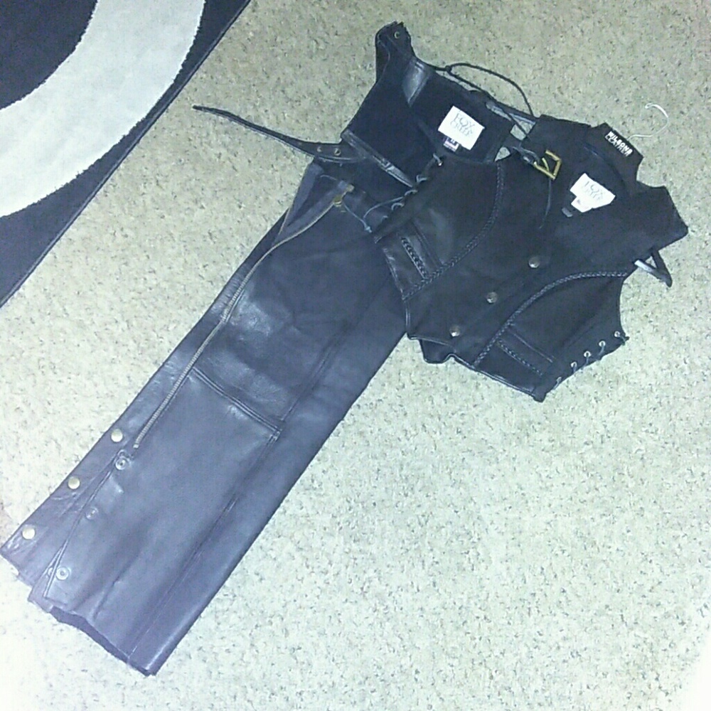 Womens leather vest and chaps