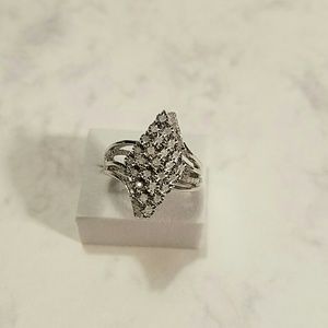 Sterling Silver 1/4 Carat Diamond Waterfall Ring