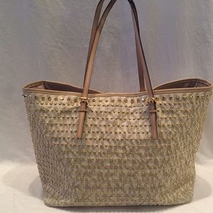 Michael Kors Jet Set Gold studded tote in Vanilla
