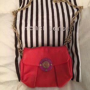 Henri bendel red leather chain crossbody