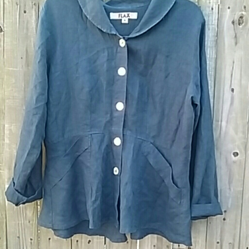 Flax linen peplum jacket