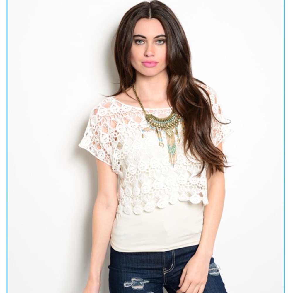 ❤️ 2 for $10 - White Crochet Crop Top