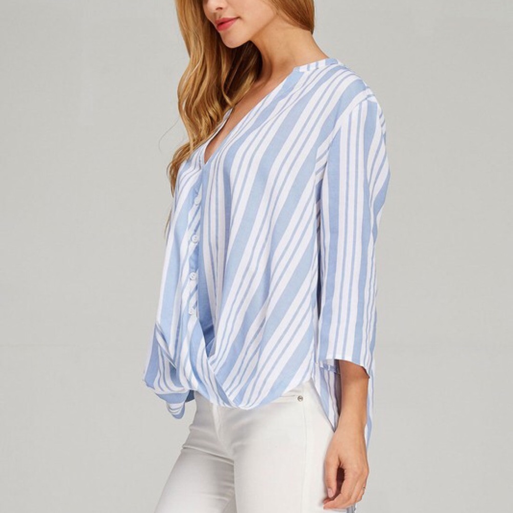 LEVI hi low button down top - BLUE - Picture 2 of 4