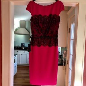 NWT  Tadashi Shoji Neoprene and Lace Overlay Dress