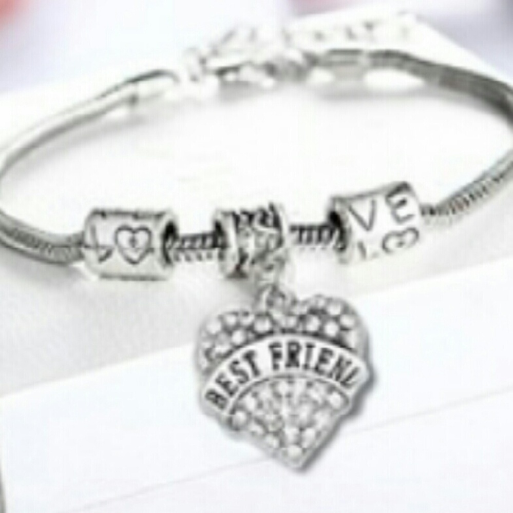Rhinestone love heart bracelet