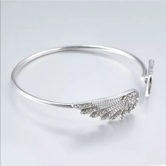 Silver crystal wings bracelet bangle cuff wing - Picture 5 of 5