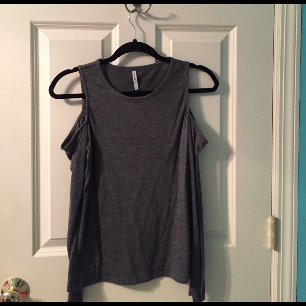 Grey Cold Shoulder Top