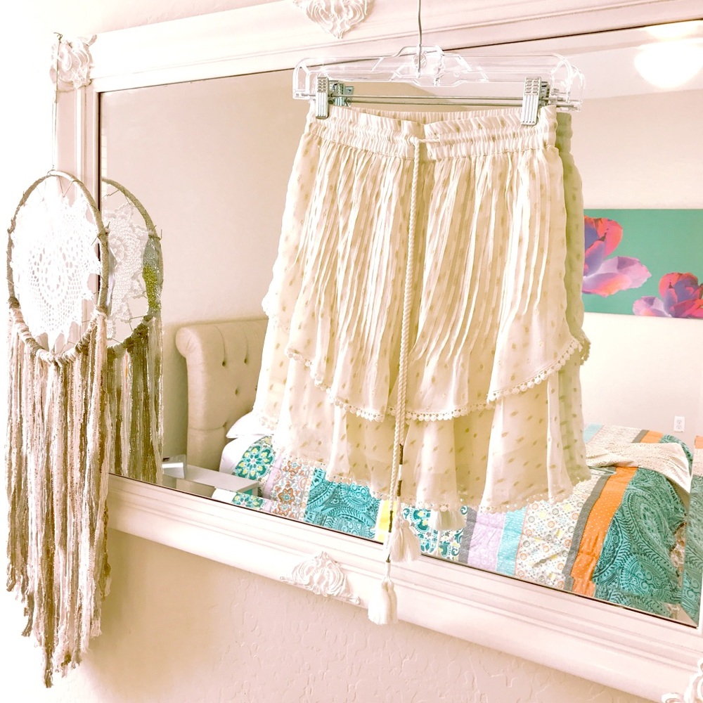 Anthropologie Adorable Cream Skirt