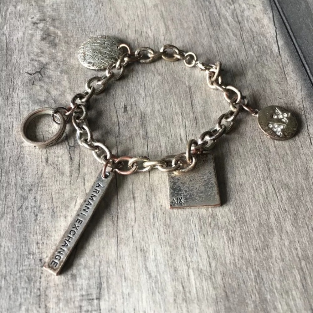 Armani Exchange A|X logo rustic charm bracelet