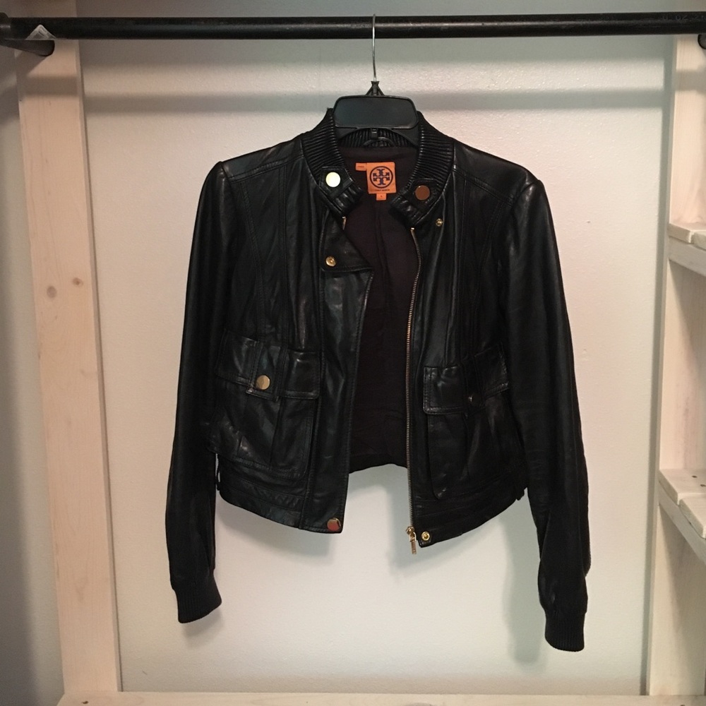 Tory Burch black leather jacket size 4