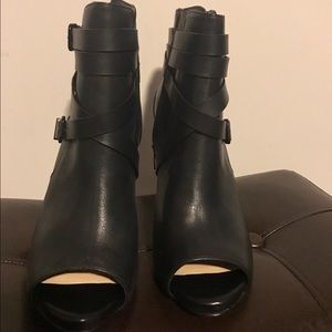 Black Gianna Bini peep toe booties
