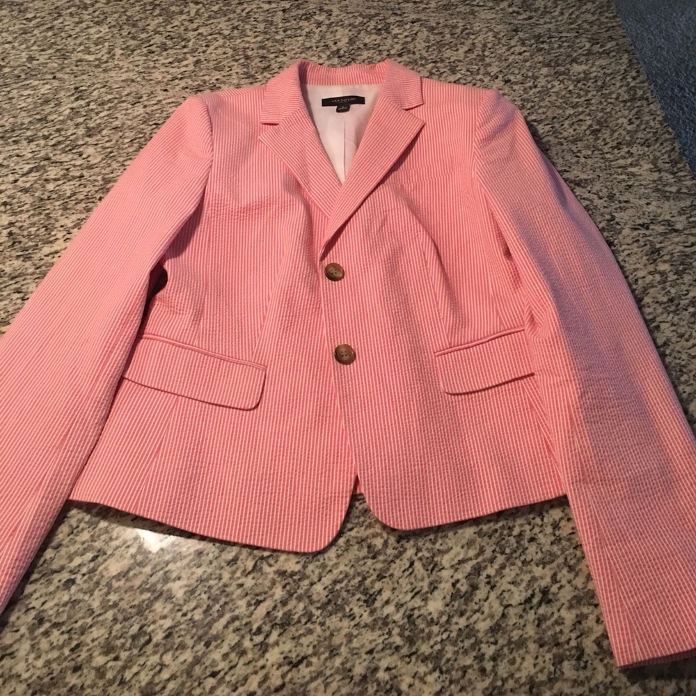 Ann Taylor Pink Seersucker Blazer