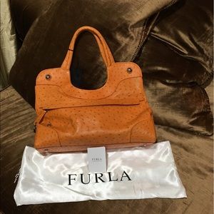 ♦️SALE $250 FIRM♦️Furla ostrich embossed handbag